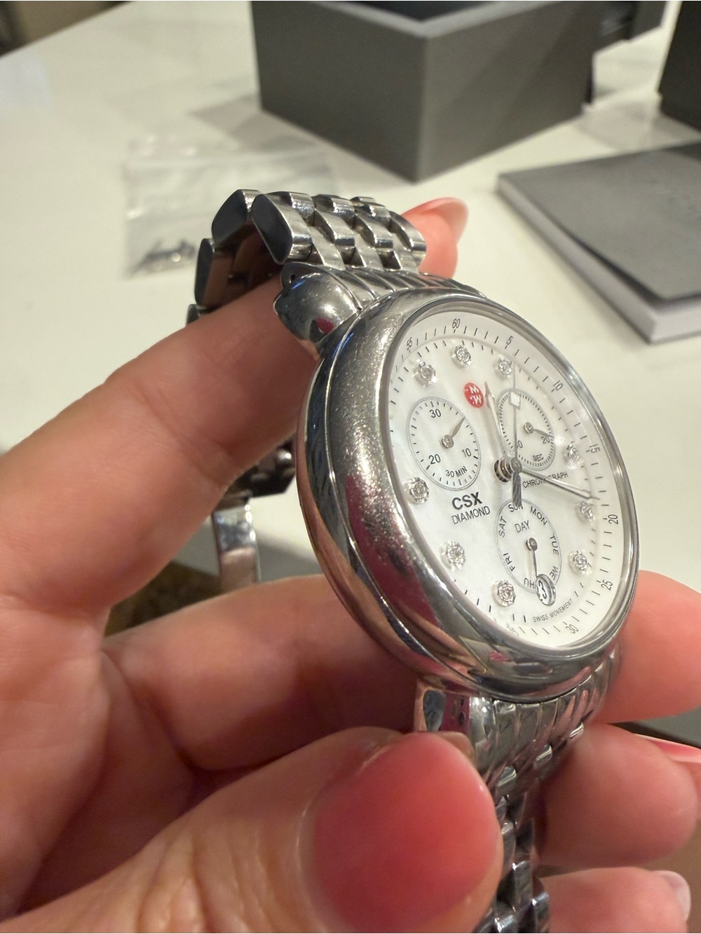Michele CSX Silver Chronograph with Diamond - Picture 10 of 12